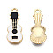 Eco-Friendly Zinc Alloy Pendants, with Enamel, Cadmium Free & Nickel Free & Lead Free, Guitar Shape, Light Gold, Black, 23x9x2mm, Hole: 2mm