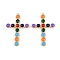 304 Stainless Steel Colorful Enamel Pendants, Ion Plating(IP), Cross Charms, Real 18K Gold Plated, 42.5x28.5x3.5mm, Hole: 1.5mm