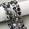 Natural Fire Crackle Agate Beads Strands, with Seed Beads, Faceted, Twist, Dyed & Heated, Black, 10x9~10x9~10mm, Hole: 1mm, about 33~34pcs/strand, 15.04''~15.35''(38.2~39cm)