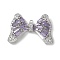 Brass Micro Pave Cubic Zirconia Pendants with Glass, Bowknot Charms, Cadmium Free & Nickel Free & Lead Free, Purple, 22x31x6mm, Hole: 1.2mm