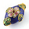Handmade Cloisonne Beads, Rhombus, Sapphire Blue, 21mm long, 13mm wide, 8mm thick, hole: 2mm