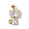 Brass Micro Pave Cubic Zirconia Pendants, Cat Shape Charms, Lead Free & Cadmium Free, Long-Lasting Plated, Real 18K Gold Plated, Rack Plating, Clear, 17.5x11x7.5mm, Hole: 4x3.5mm