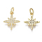 Brass Micro Pave Clear Cubic Zirconia Charms, with Jump Ring, Nickel Free, Eight Pointed Star, Real 18K Gold Plated, 14x12x2mm, Hole: 3mm