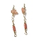 Cat Eye Connector Charms, with Brass Findings, Cadmium Free & Nickel Free & Lead Free, Real 18K Gold Plated, Column, Dark Salmon, 37~39x3.5~8x3~5.5mm, Hole: 1.6mm