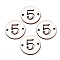 Unfinished Natural Poplar Wood Links Connectors, Laser Cut, Flat Round with Number, Num.5, 29.5x2.5mm, Hole: 2.5mm