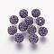 Polymer Clay Rhinestone Beads, Grade A, Round, Pave Disco Ball Beads, Purple Velvet, 8x7.5mm, Hole: 1.5~1.8mm