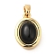 Brass Pendants, Oval with Cabochon Charms, Cadmium Free & Nickel Free & Lead Free, Real 18K Gold Plated, 15.5x11x4.5mm, Hole: 3x4.5mm