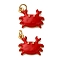 Brass Enamel Pendants, with Jump Ring, Lead Free & Cadmium Free, Long-Lasting Plated, Rack Plating, Crab Charm, Real 18K Gold Plated, Red, 17x14x5.5mm, Hole: 3mm