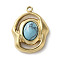 Synthetic Turquoise Pendants, Oval Charms, with 304 Stainless Steel Settings, Real 18K Gold Plated, 21x16x6mm, Hole: 1.8mm