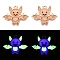 Halloween Theme Rack Plating Luminous Alloy Enamel Pendants, Glow in the Dark, Bat Charm, Golden, 18.5x23x1.5mm, Hole: 1.6mm