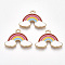 Alloy Pendants, Cadmium Free & Lead Free, with Enamel, Rainbow, Light Gold, Colorful, 16x23x2mm, Hole: 2mm