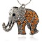 Tibetan Style Alloy Rhinestone Big Pendants, Cadmium Free & Lead Free, Elephant, Antique Silver, Topaz, 43x51x5.5mm, Hole: 3.5mm