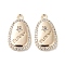 Brass Micro Pave Clear Cubic Zirconia Pendants, Cadmium Free & Nickel Free & Lead Free, Teardrop Charms, Real 18K Gold Plated, 17x10x2mm, Hole: 1.4mm