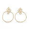 Brass Pendants, Nickel Free, Ring, Raw(Unplated), 39.5x27x1mm, Hole: 2mm