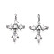 Brass Micro Pave Cubic Zirconia Pendants, Cadmium Free & Nickel Free & Lead Free, Cross Charms, Platinum, 16x10x3.5mm, Hole: 1.5mm
