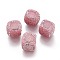 Natural Druzy Agate Beads, with Polymer Clay Rhinestone, Cube, Pink, 16~19x16~19x16~19mm, Hole: 1.4mm