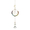 Glass Round Pendant Decoration, Hanging Suncatchers, with Sun & Moon Brass Link & Chakra Gemstone Chip Beads, 309mm