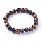 Natural Tiger Eye Beads Stretch Bracelets, Dyed, Round, 2 inch~2-1/8 inch(5.2~5.5cm), Beads: 8~9mm