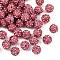 Polymer Clay Rhinestone Beads, Pave Disco Ball Beads, Grade A, Half Drilled, Round, Rose, PP9(1.5.~1.6mm), 6mm, Hole: 1.2mm