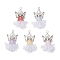 Imitation Jelly Acrylic Pendants, Flower Shape Angel Charms, with Alloy Wings & Polyester Lace & Eco-Friendly Round Copper Wire Loop, Mixed Color, 35~36x20.5~25x10~11mm, Hole: 2.5~3mm