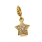 Brass Micro Pave Clear Cubic Zirconia Star European Dangle Charms, Large Hole Pendants, Cadmium Free & Lead Free, Long-Lasting Plated, Rack Plating, Golden, 19mm, Hole: 4mm