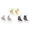 Brass Stud Earring Findings, with Loop, Cubic Zirconia, Lead Free & Cadmium Free & Nickel Free, Teardrop, Clear, Mixed Color, 12x7x2.5mm, Hole: 0.8mm, Pin: 0.8mm