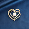 Heart Alloy Rhinestone Brooches for Women, with Plastic Pearl, Golden, 34x35mm