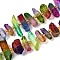 Electroplated Natural Quartz Crystal Beads Strands, Faceted, Dyed, Nuggets Stick, with Seed Beads, Mixed Color, 11~25x3~9x4~10mm, Hole: 1~1.2mm, about 19~26pcs/strand, 7.09~7.48''(18~19cm)