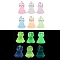 Luminous Resin Pendants, Cat, with Platinum Iron Loop, Glow in the Dark , Mixed Color, 25.5x17.5x14.5mm
