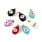 Brass Micro Pave Cubic Zirconia Pendants, with Enamel, Cadmium Free & Nickel Free & Lead Free, Real 18K Gold Plated, Teardrop with Eye Charms, Mixed Color, 20x11.5mm, Hole: 4mm