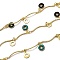 Brass Bar Link Chains, with Enamel charms, Spool, Long-Lasting Plated, Soldered, Donut, Golden, Links: 18.4x1.8x1mm, Charms: 9x6.5x2mm and 8x6x0.5mm