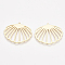Brass Pendants, Shell, Nickel Free, Real 18K Gold Plated, 26x31.5x1mm, Hole: 0.9mm