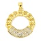 Rack Plating Brass Micro Pave Cubic Zirconia Pendants, Cadmium Free & Lead Free, with Link Chain Shape, Round, Real 18K Gold Plated, 28x25x3.5mm, Hole: 3.5x5mm
