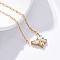 304 Stainless Steel Cubic Zirconia Butterfly Pendant Necklaces, Golden, Clear, 18.31 inch(46.5cm)