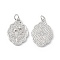 Rack Plating Brass Pendants, Long-Lasting Plated, Lead Free & Cadmium Free, with Jump Ring, Flower Charm, Platinum, 21x14.5x2mm, Hole: 3mm