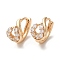 Brass Micro Pave Clear Cubic Zirconia Hoop Earrings for Women, Hollow Teardrop, Light Gold, 12x13.5x8mm