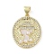 Brass Micro Pave Clear Cubic Zirconia Pendants, Cadmium Free & Lead Free, with ABS Imitation Pearl, Real 18K Gold Plated, Oval, 23x18x4mm, Hole: 3.5x4mm
