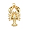 Brass Pendants, Lobster, with Jump Ring, Golden, 29x16.5x3.5mm, Hole: 3mm