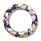 Food Grade Eco-Friendly Silicone Pendants, Ring with Camellia Pattern, Midnight Blue, 65x10mm, Hole: 4mm