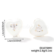 Серьги-гвоздики в форме сердца из латуни с кубическим цирконием HT3494-3