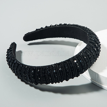 Bling bling ободок для волос из стеклянных бусин OHAR-PW0007-26I-1