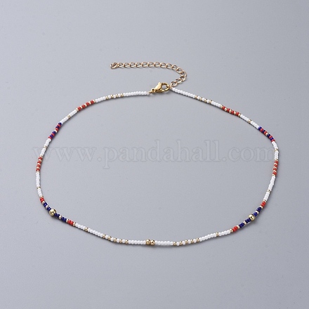 Колье из бисера NJEW-JN02659-03-1