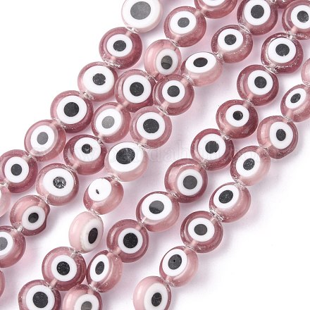 Ручной сглаза Lampwork плоские круглые пряди шарик LAMP-L058-8mm-03-1