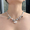 Alloy Pendant Natural Shell & Resin & Imitation Pearl Beaded Necklaces for Women, Platinum, Shell Shape, 15.75 inch(40cm)