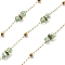 304 Stainless Steel Paperclip Chains, Ion Plating(IP), with Glass Beads, Real 18K Gold Plated, Soldered, Dark Sea Green, 2x1x0.2mm, about 32.81 Feet(10m)/Roll