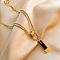 Rectangle & 3 Ring Stainless Steel Pendant Double Layer Necklaces for Women, Black, Golden, 19.69 inch(50cm)
