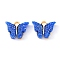 Alloy Enamel Pendants with Glitter Powder and Zinc Alloy Hanging Plating, Butterfly, Light Gold, Blue, 13x15x3.5mm, Hole: 2.0mm