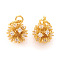Brass Micro Pave Cubic Zirconia Charms, with Jump Rings, Flower, Clear, Real 18K Gold Plated, 9.5x7mm, Jump Ring: 5x0.7mm, Hole: 3.5mm