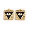 304 Stainless Steel Black Enamel Pendants, Ion Plating(IP), Rectangle with Evil Eye Charms, Real 18K Gold Plated, 20x16.5x2mm, Hole: 1.4mm