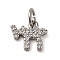 Brass Micro Pave Cubic Zirconia Chai Charms, with Jump Ring, Long-Lasting Plated, Cadmium Free & Lead Free, Rack Plating, Platinum, 9x10x1.5mm, Hole: 3mm